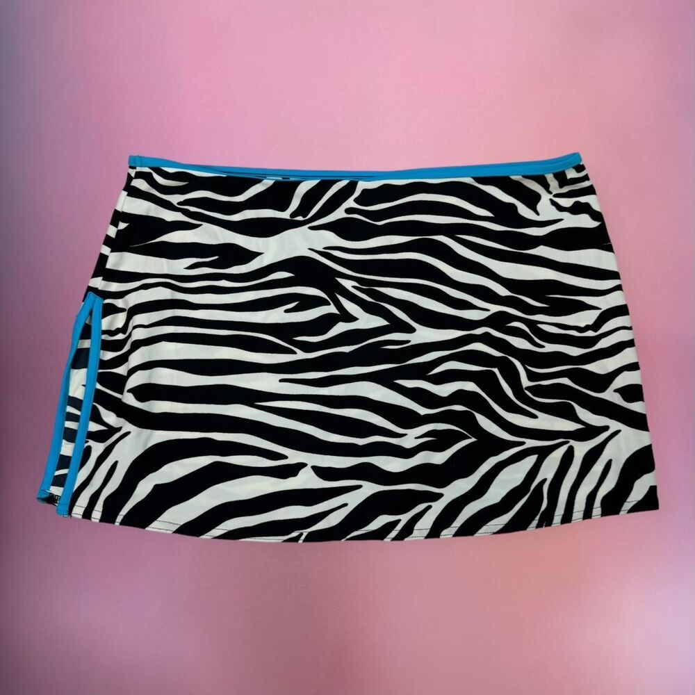 vintage Y2K Victorias Secret 2000s black and white zebra print swim skirt